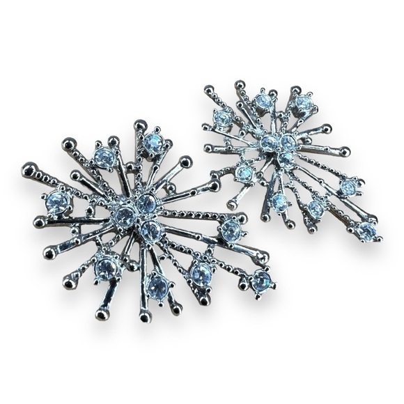 VINTAGE AVON SILVER EARRINGS RHINESTONE ACCENT HOLIDAY GIFT RETRO - Picture 1 of 8